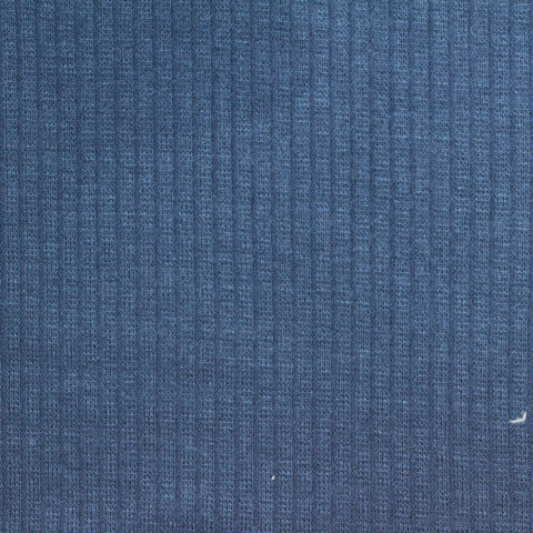 Viscose Stretch Rib Knit Fabric, 220 gsm — Blue