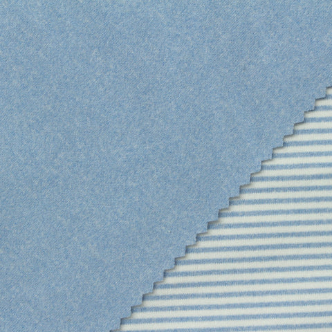 Light Blue Horizontal-Stripe Velvet, Polyester