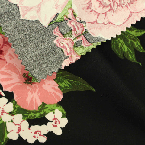 Pink Flowers Poplin, Cotton, 122 gsm