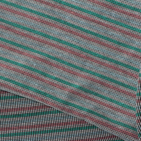Black Fine-Check Rib Knit, Cotton-Poly