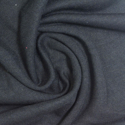 Viscose Acrylic Stretch Interlock Knit Fabric, 310 gsm, 162 cm — Navy