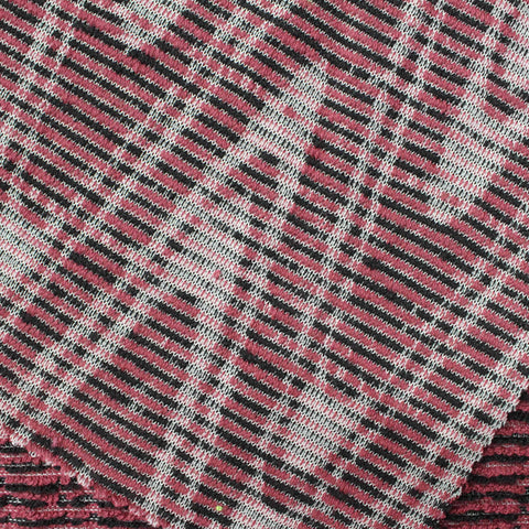 Red Horizontal-Stripe Pointelle Knit, Poly-Cotton