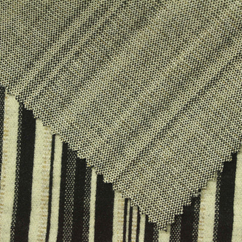 Black Stripes Interlock Knit, Poly-Viscose, 360 gsm