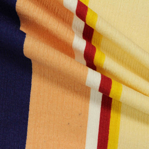 Navy Vertical-Stripe Interlock Knit, Poly-Viscose