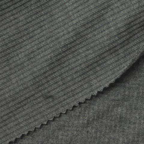 Heather Grey Marl Rib Knit, Poly-Viscose, 225 gsm