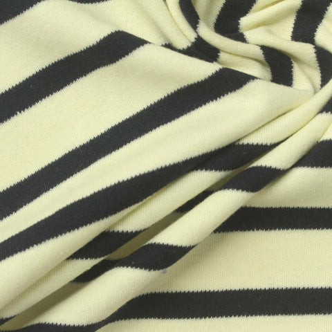 Dark Grey Horizontal-Stripe Interlock Knit, Cotton