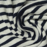 Navy Horizontal-Stripe Jersey Knit, Viscose-Poly — photo 3
