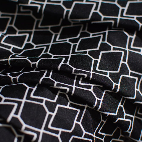White Geometric-Diamond Knit, Polyester, 160 gsm