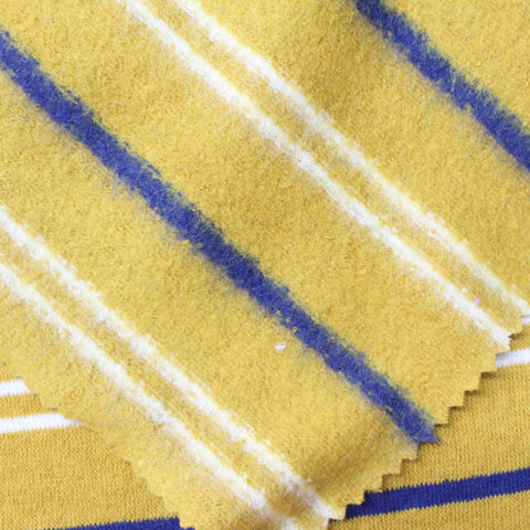 Striped Cotton Polyester French Terry Fabric, 210 gsm, 165 cm — Yellow