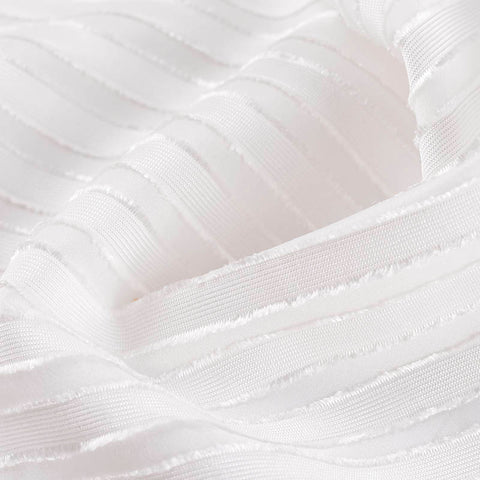 White Vertical-Stripe Jacquard, Polyester, 150 gsm