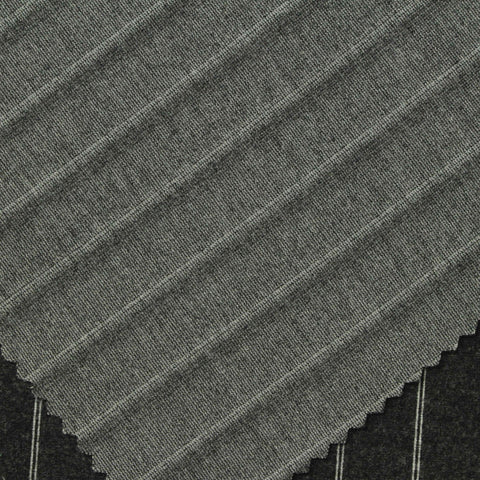 White Vertical-Stripe Ponte Knit, Poly-Viscose, 390 gsm
