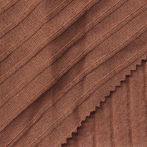 Polyester Stretch Rib Knit Fabric, 220 gsm, 144 cm — Brown
