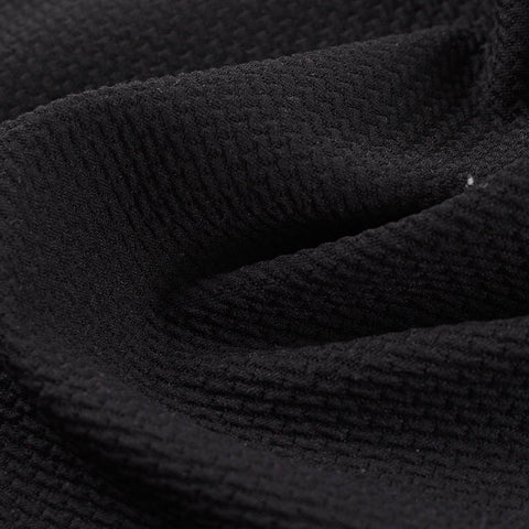 Jacquard Polyester Stretch Interlock Knit Fabric, 209 gsm, 150 cm — Black