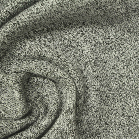 Grey Marl Rib Knit, Viscose-Poly, 260 gsm