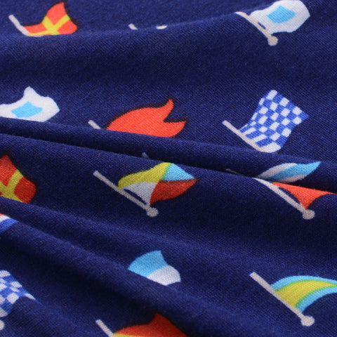 Printed Polyester Stretch Jersey Knit Fabric, 150 gsm, 160 cm — Navy