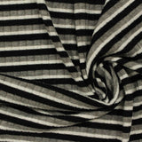 Black Horizontal-Stripe Rib Knit, Poly-Viscose — photo 3
