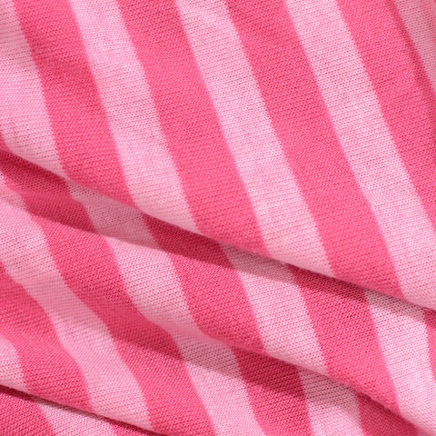 Pink Vertical-Stripe Chunky Knit, Polyester, 300 gsm