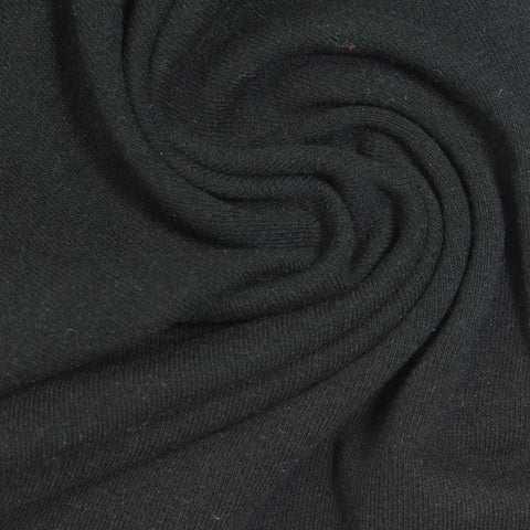 Cotton Polyester French Terry Fabric, 240 gsm, 180 cm — Black