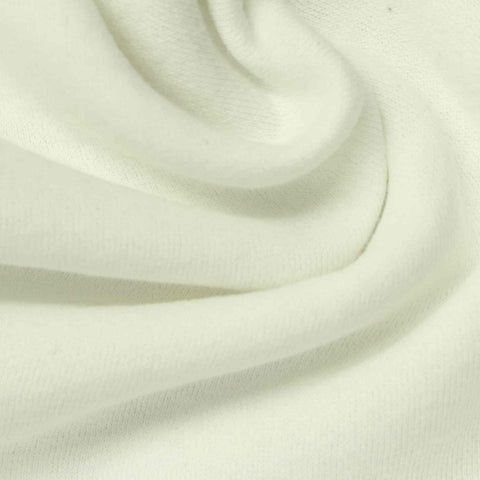 Brushed Cotton Polyester French Terry Fabric, 266 gsm, 170 cm — White