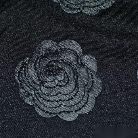 Dark Grey Tone-on-Tone Floral Jacquard, Polyester, 290 gsm