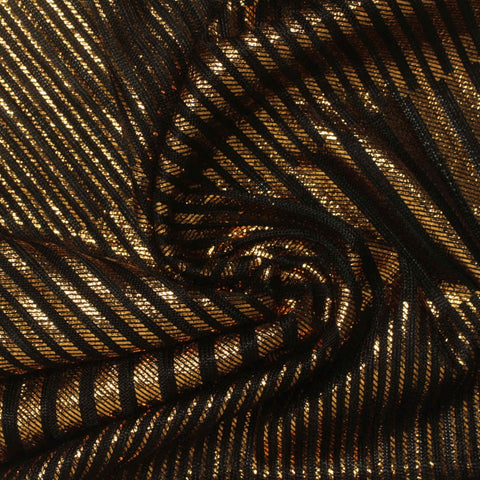 Gold Vertical-Stripe Rib Knit, Polyester
