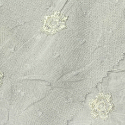 White Floral Woven, Viscose, 92 gsm