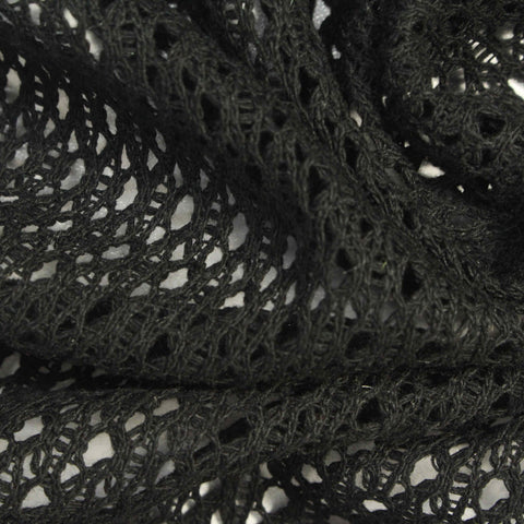 Black Openwork Knit, Poly-Cotton