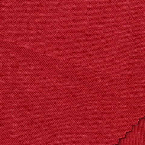 Viscose Acrylic Stretch Rib Knit Fabric, 290 gsm, 175 cm — Red