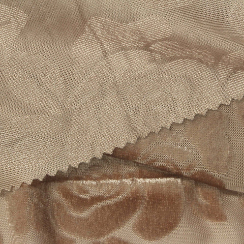 Beige Floral Velvet, Polyester