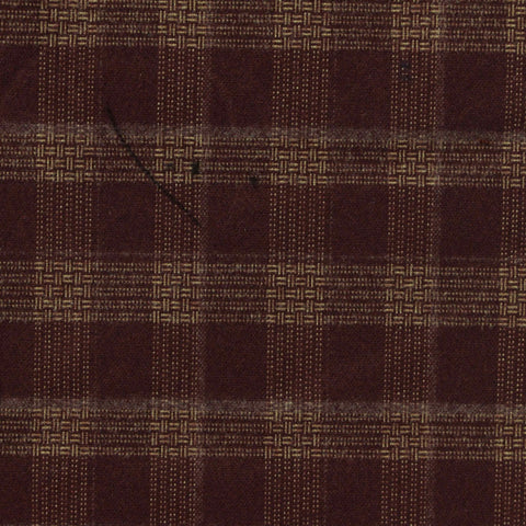 Dark Red Plaid Woven, Poly-Viscose