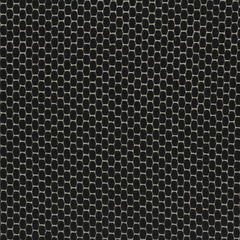 Black Honeycomb Jersey Knit, Cotton-Poly