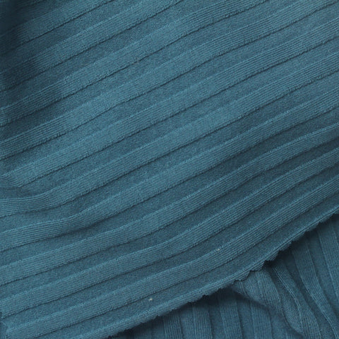 Viscose Stretch Rib Knit Fabric, 300 gsm, 135 cm — Blue