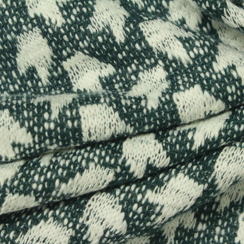 Dark Green Houndstooth Chunky Knit, Poly-Cotton