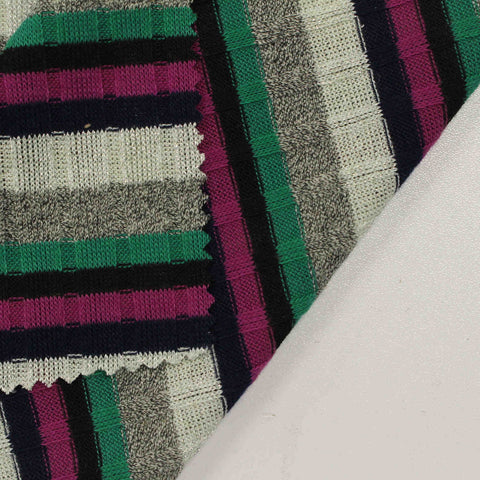 Grey Horizontal-Stripe Rib Knit, Polyester
