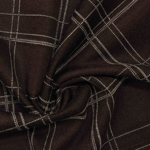 Dark Brown Check Jacquard, Poly-Viscose