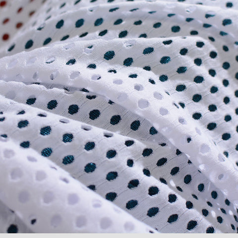 Jacquard Polyester Cotton Knit Fabric, 137 gsm, 150 cm — White