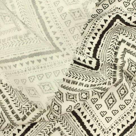 Black Geometric-Zigzag Woven, Viscose