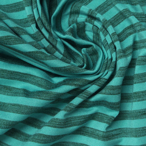 Teal Horizontal-Stripe Jersey Knit, Polyester