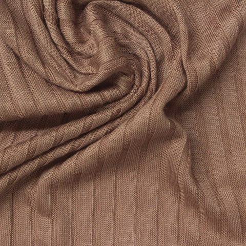 100% Viscose Rib Knit Fabric, 145 gsm, 140 cm — Brown