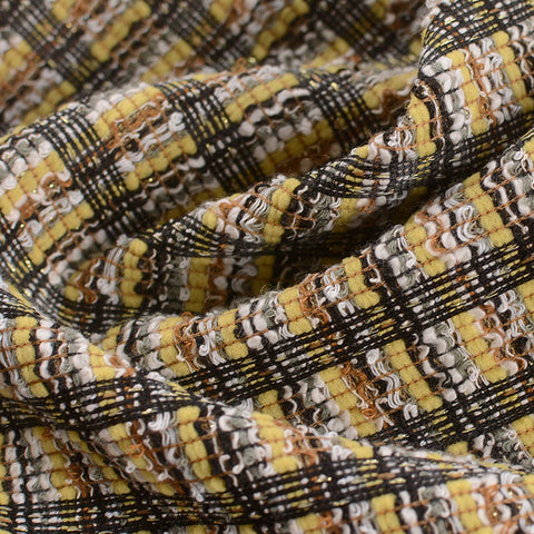 Yellow Bold-Plaid Interlock Knit, Poly-Cotton
