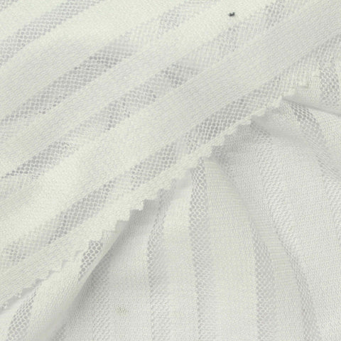 White Vertical-Stripe Mesh, Polyester