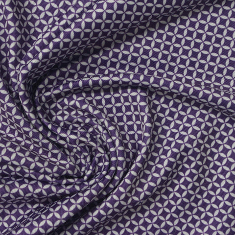 White Geometric Jersey Knit, Polyester