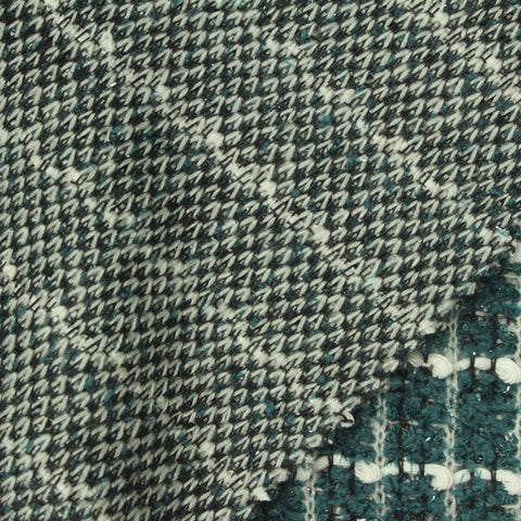Dark Teal Check Bouclé, Polyester