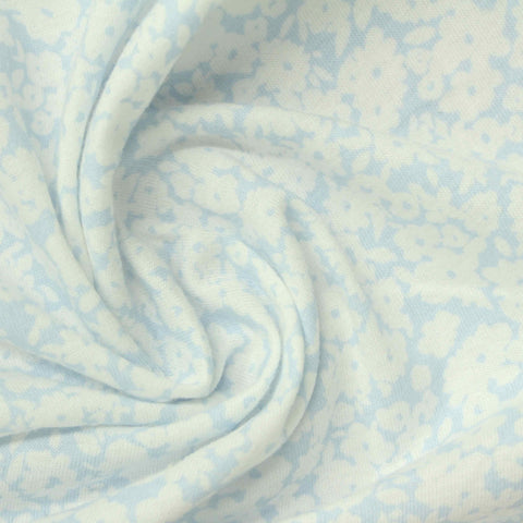 White Floral Jersey Knit, Cotton, 150 gsm