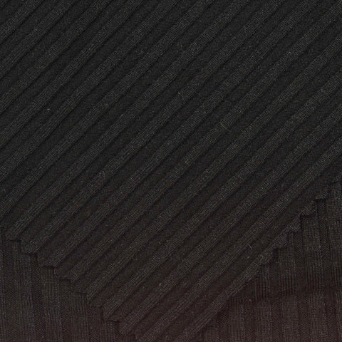 Viscose Nylon Stretch Rib Knit Fabric, 310 gsm — Black