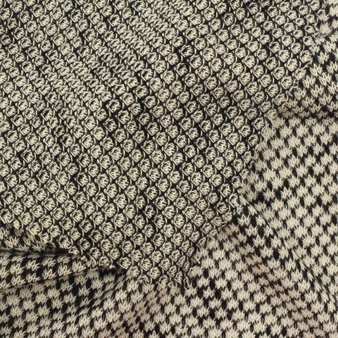 Black Houndstooth Chunky Knit, Poly-Cotton, 183 gsm