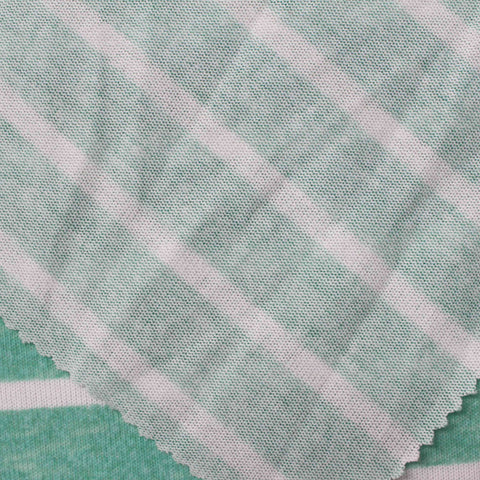 Green Horizontal-Stripe Jersey Knit, 205 gsm