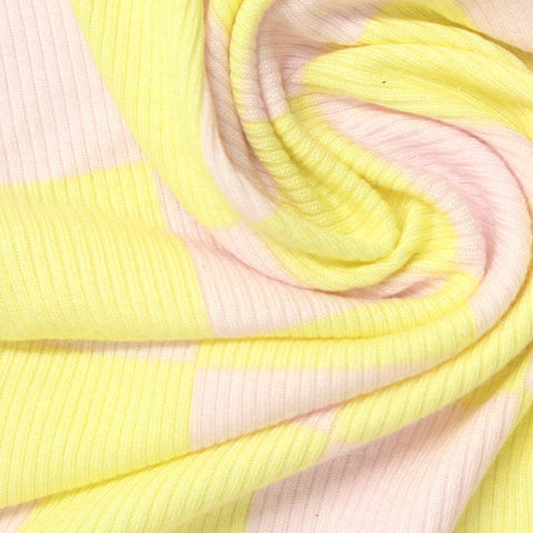 Printed Viscose Stretch Rib Knit Fabric, 210 gsm, 180 cm — Multi