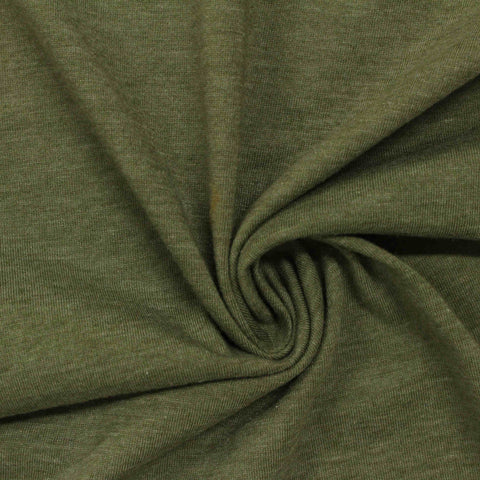 Olive Heather Jersey Knit, 140 gsm