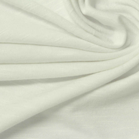 Slub Polyester Viscose Stretch Jersey Knit Fabric, 195 gsm — White